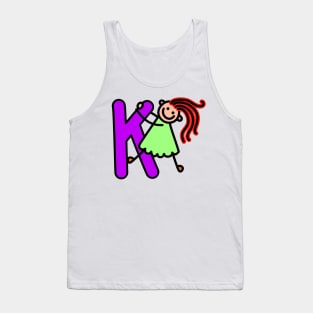 Letter K for girls alphabet Kids Colorful Cartoon Character Tank Top